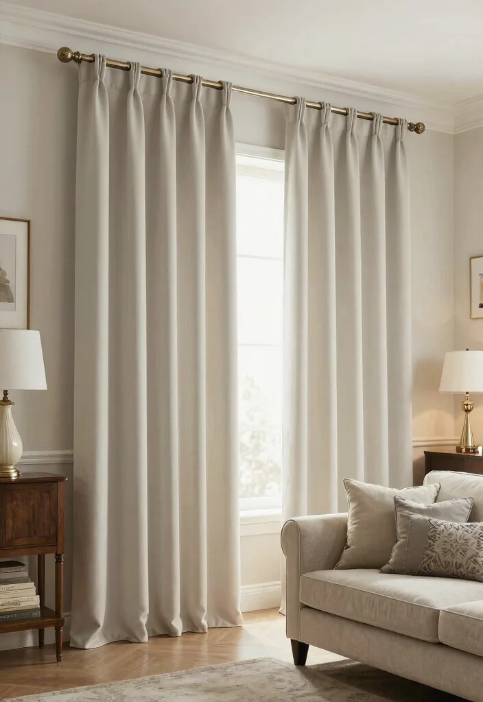 18 Luxury Curtains Living Room Ideas Hotel Worthy Draping - 14. Classic Tab Top Curtains 1