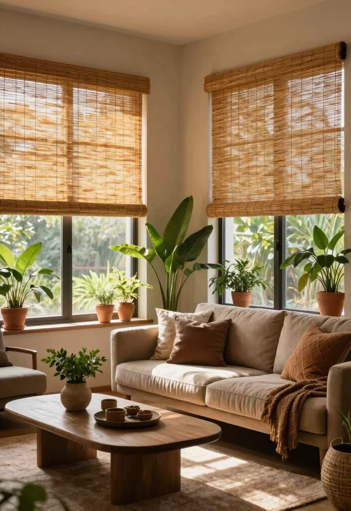 18 Luxury Curtains Living Room Ideas Hotel Worthy Draping - 4. Nature-Inspired Bamboo Shades 1