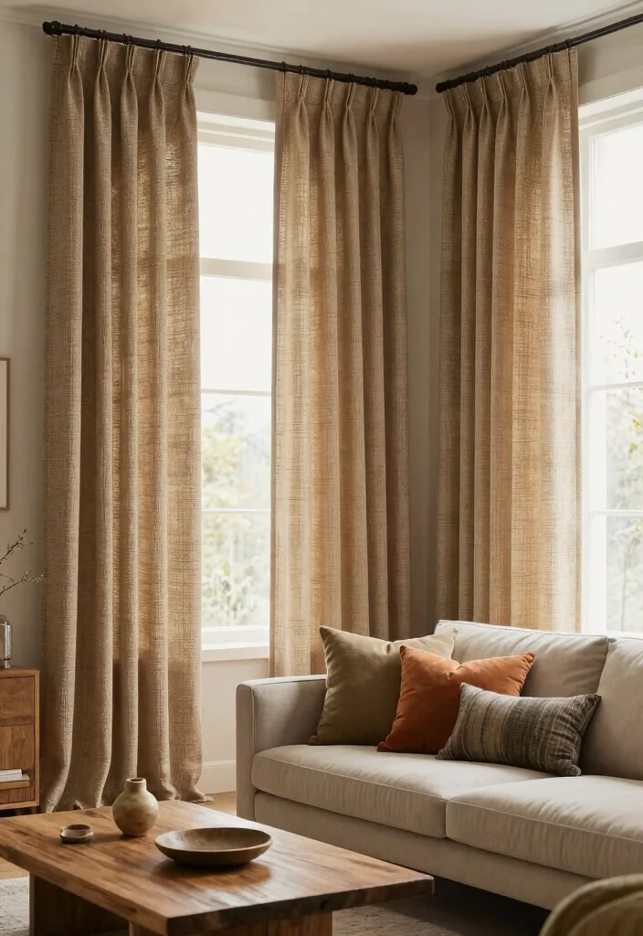 18 Luxury Curtains Living Room Ideas Hotel Worthy Draping - 7. Textured Woven Curtains 1