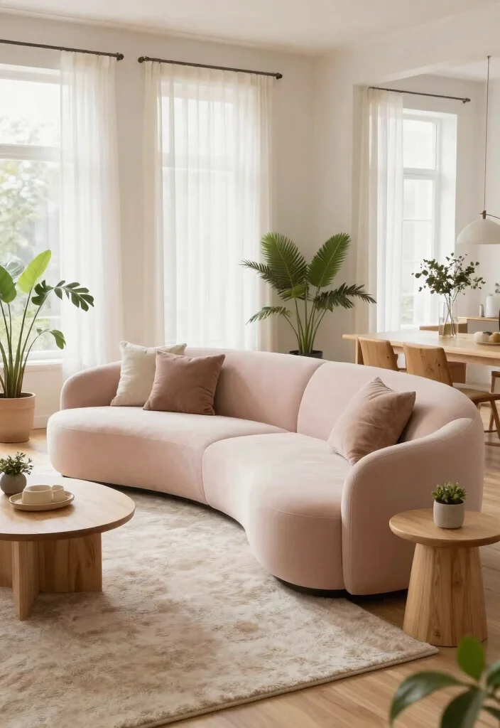 18 Modular Couch Living Room Ideas: Flexible Modern Layouts - 2. Curved Modular Sofa for a Soft Touch 1