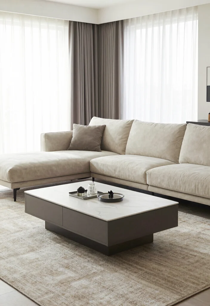 18 Modular Couch Living Room Ideas: Flexible Modern Layouts - 6. Modular Couch with a Coffee Table Combo 1