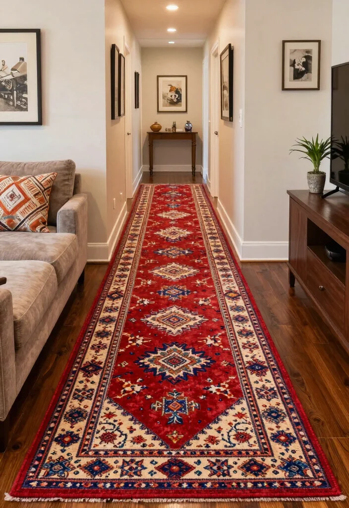 18 Rug Living Room Placement Ideas: Designer Approved Tips - 11. Layer with a Runner for Hallways 1