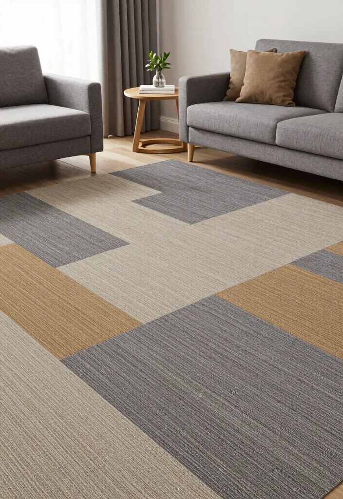 18 Rug Living Room Placement Ideas: Designer Approved Tips - 14. Layer with a Carpet Tile 1
