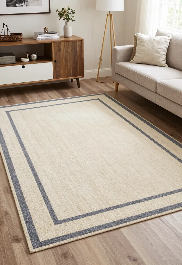 18 Rug Living Room Placement Ideas: Designer Approved Tips - 16. Emphasize with Borders 1