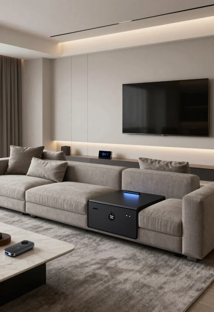 18 Sectional Couch Living Room Layout Ideas for Perfect Flow - 12. Sectional with Integrated Technology 1
