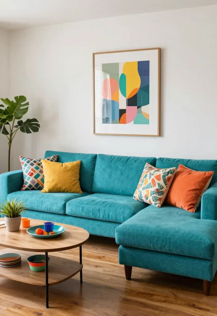 18 Sectional Couch Living Room Layout Ideas for Perfect Flow - 15. Sectional Couch with Colorful Accents 1
