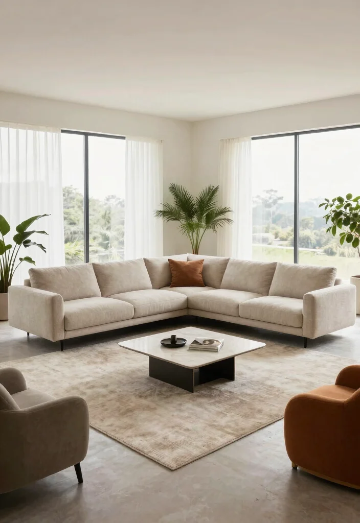 18 Sectional Couch Living Room Layout Ideas for Perfect Flow - 3. Sectional with a Floating Layout 1