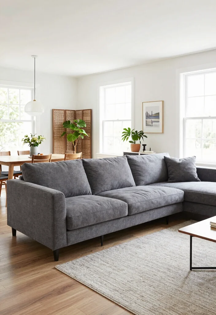 18 Sectional Couch Living Room Layout Ideas for Perfect Flow - 7. Sectional Couch as a Room Divider 1