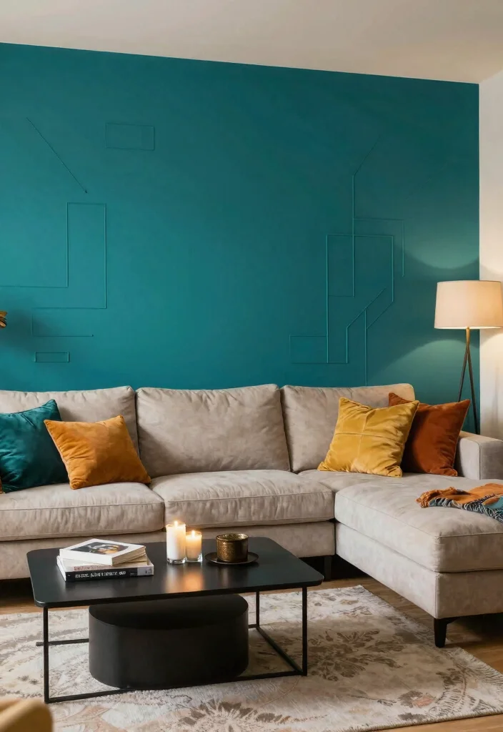 18 Sectional Couch Living Room Layout Ideas for Perfect Flow - 9. Sectional with a Statement Wall 1