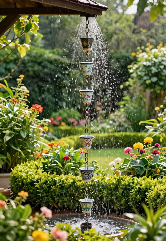12 Backyard Water Feature Ideas That Run Without a Buried Line - 12. Rain Chain 1