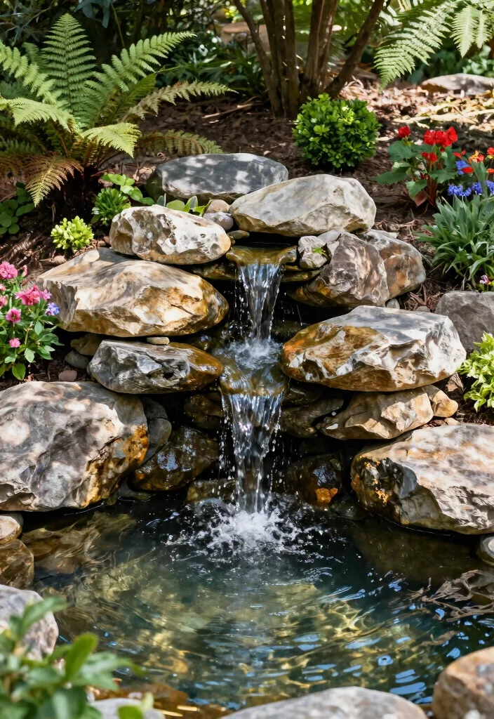 12 Backyard Water Feature Ideas That Run Without a Buried Line - 3. Rock Garden Fountain 1