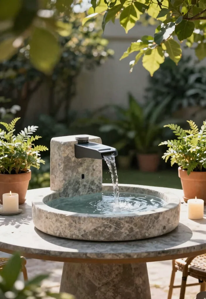 12 Backyard Water Feature Ideas That Run Without a Buried Line - 7. Tabletop Water Feature 1