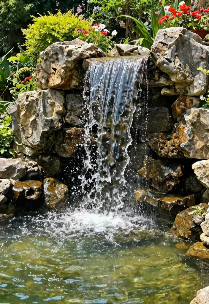 12 Backyard Water Feature Ideas That Run Without a Buried Line - 9. Solar-Powered Waterfall 1