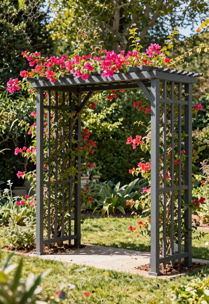12 Bougainvillea Trellis Wall Concepts That Stay Standing in Wind - 6. Retractable Trellis for Flexibility 1