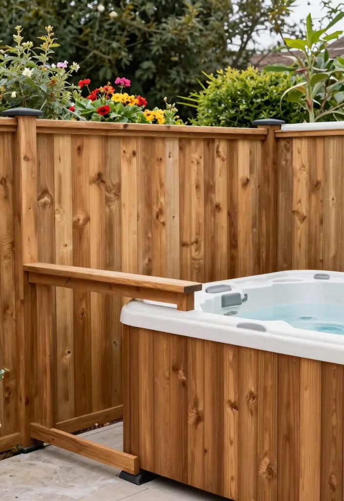 12 Hot Tub Backyard Ideas That Provide Year-Round Privacy - 3. Cedar Privacy Fencing 1