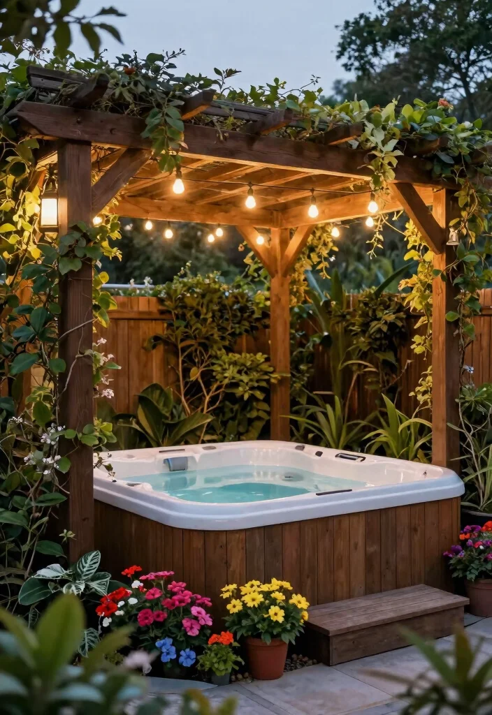 12 Hot Tub Backyard Ideas That Provide Year-Round Privacy - 7. Garden Arbors and Pergolas 1