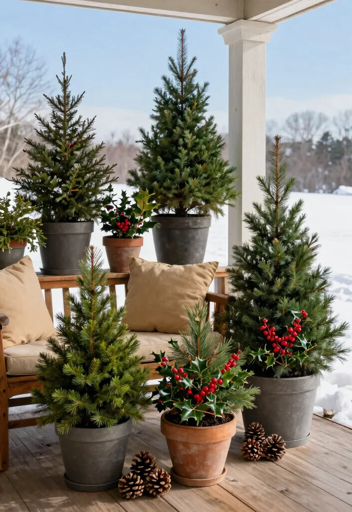 12 January Porch Decor Inspirations That Fill the Gap After Christmas - 1. Evergreen Container Gardens 1