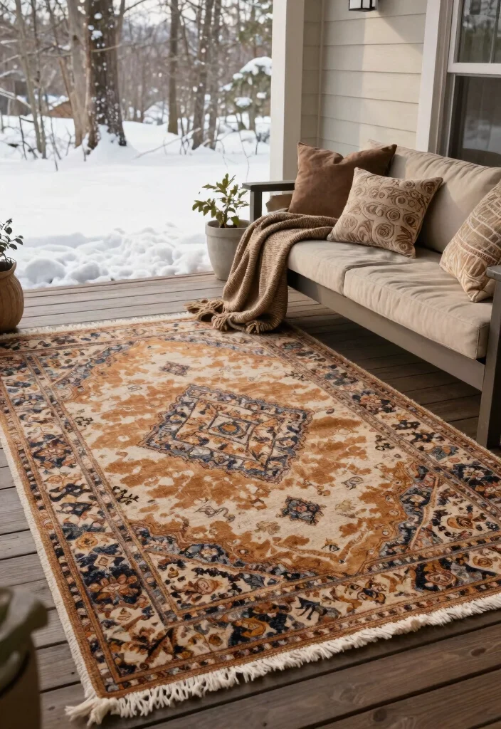 12 January Porch Decor Inspirations That Fill the Gap After Christmas - 11. Layered Rugs 1