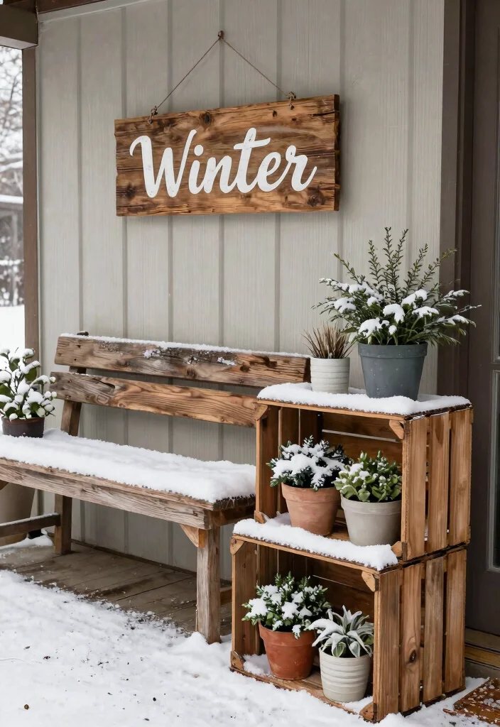 12 January Porch Decor Inspirations That Fill the Gap After Christmas - 5. Rustic Wood Accents 1
