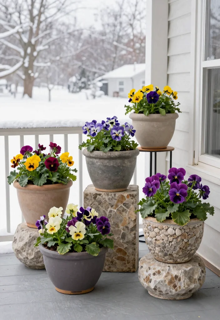 12 January Porch Decor Inspirations That Fill the Gap After Christmas - 8. Seasonal Planters 1