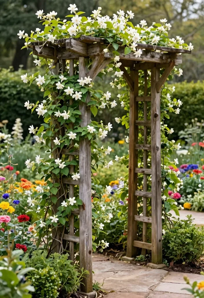 12 Jasmine Trellis Wall Ideas That Support Heavy Vines - 1. Rustic Wooden Trellis 1