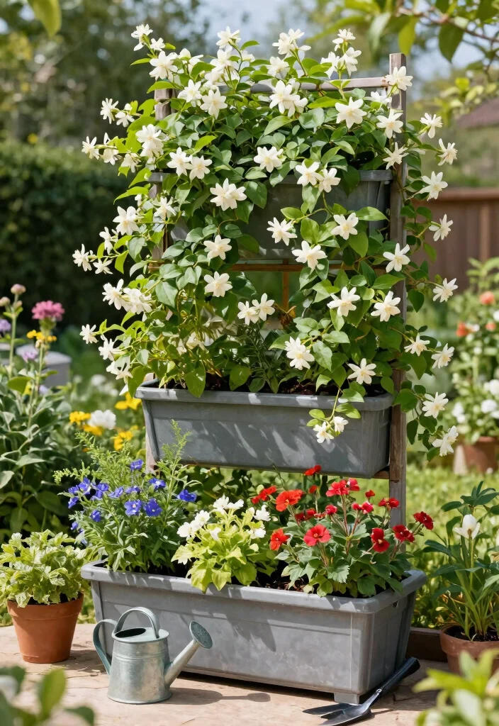 12 Jasmine Trellis Wall Ideas That Support Heavy Vines - 10. Vertical Planter Trellis Combination 1