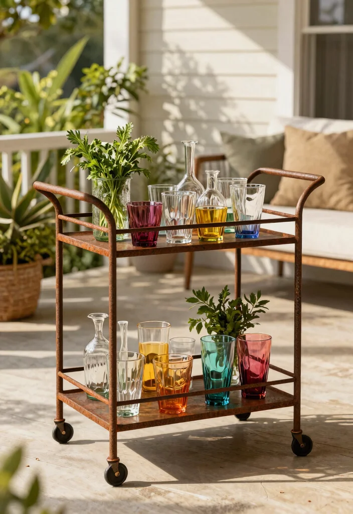 12 Outdoor Porch Decor Ideas That Survive Rain and Direct Sun - 10. Weather-Resistant Bar Cart 1