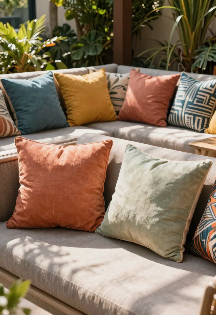 12 Outdoor Porch Decor Ideas That Survive Rain and Direct Sun - 5. Fade-Resistant Throw Pillows 1