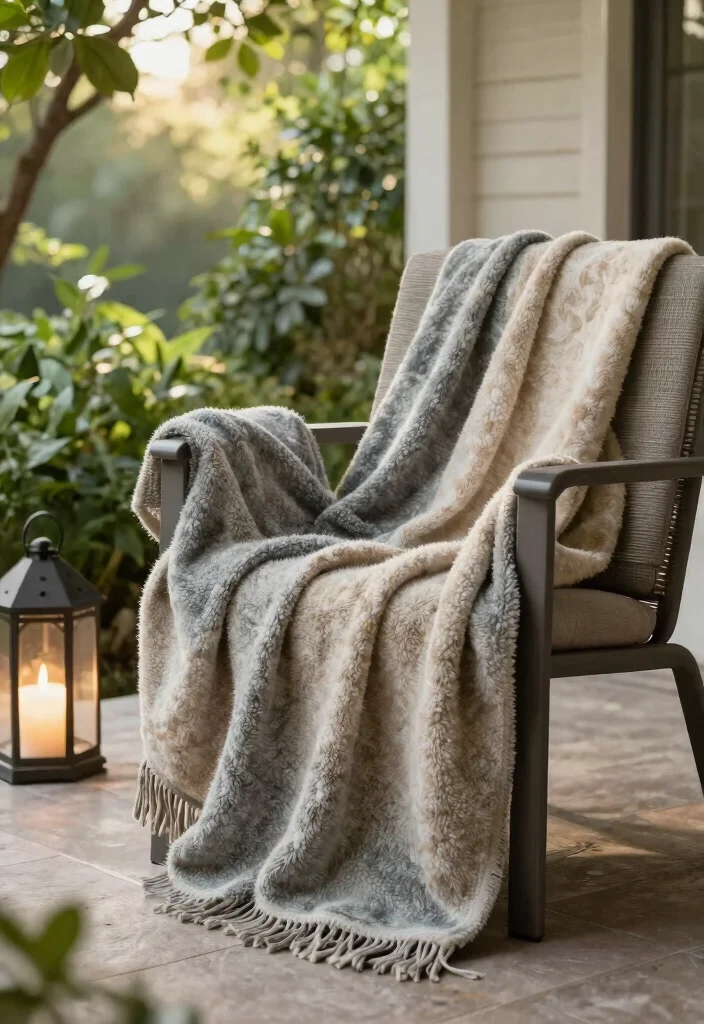 12 Outdoor Porch Decor Ideas That Survive Rain and Direct Sun - 9. All-Weather Throw Blankets 1