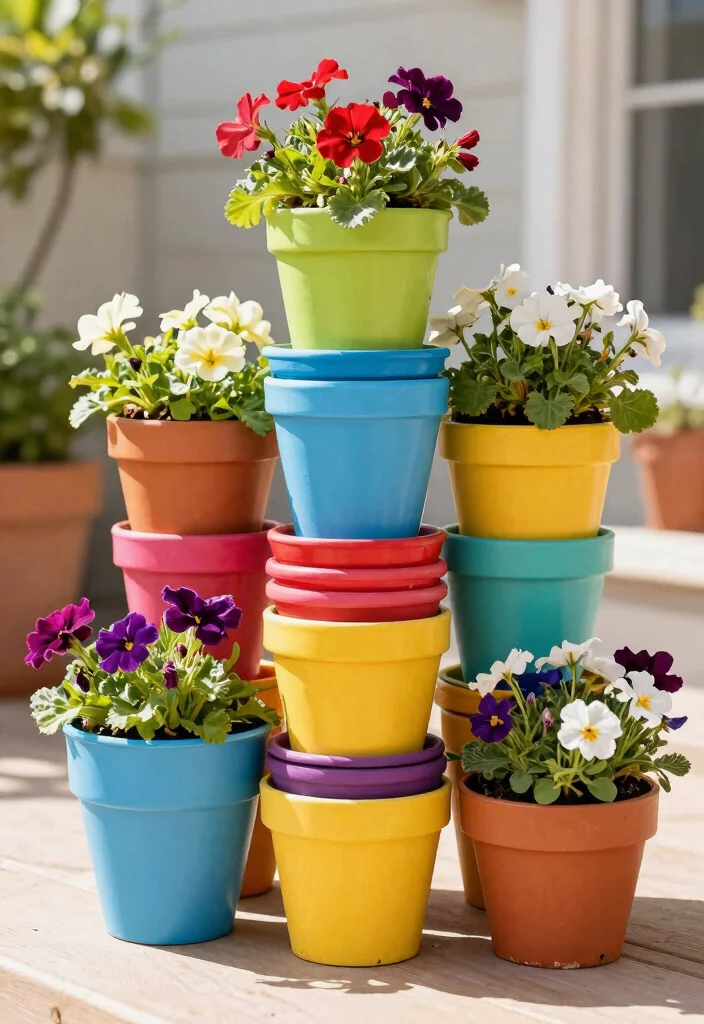 12 Plastic Flower Pots That Actually Look High-End - 12. The Colorful Stackable Pot Set 1