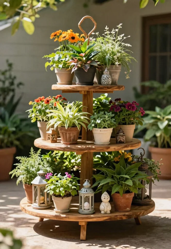 12 Small Porch Decor Ideas That Don't Make a Tiny Space Feel Crowded - 5. Tiered Plant Stands 1