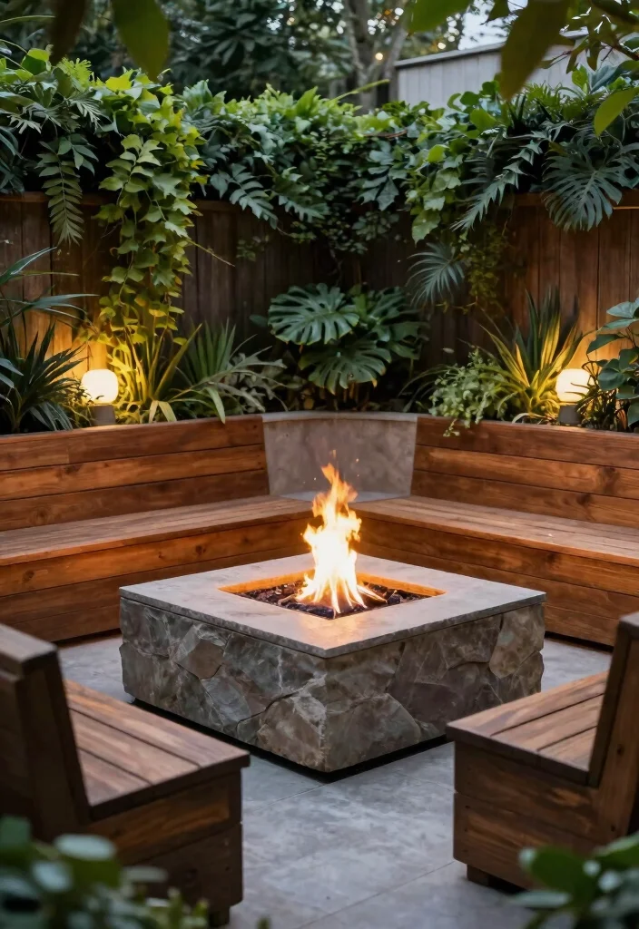 12 Square Backyard Fire Pit Concepts for Tight Corners and Small Yards - 1. Multi-Level Square Fire Pit 1