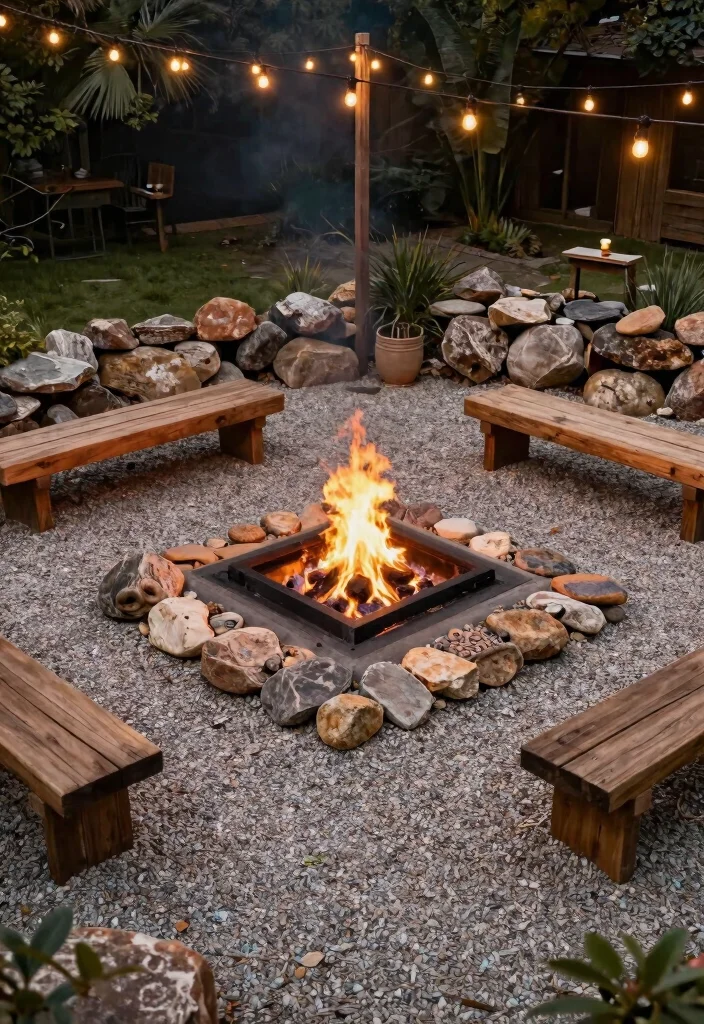 12 Square Backyard Fire Pit Concepts for Tight Corners and Small Yards - 4. Fire Pit Surrounded by Gravel 1