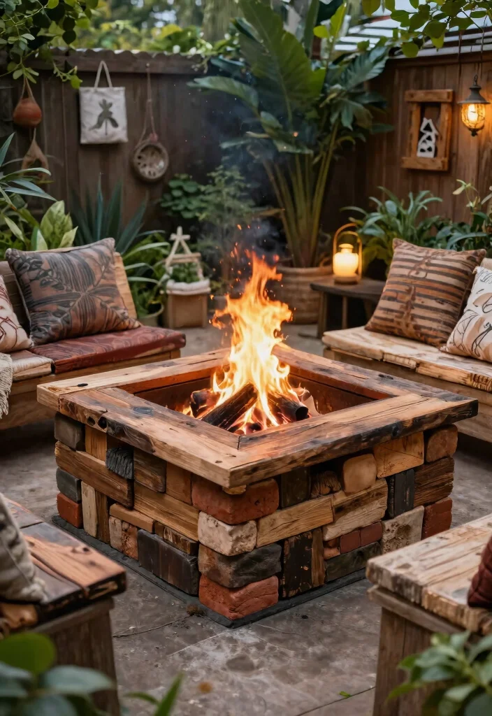 12 Square Backyard Fire Pit Concepts for Tight Corners and Small Yards - 8. Square Fire Pit with Upcycled Materials 1