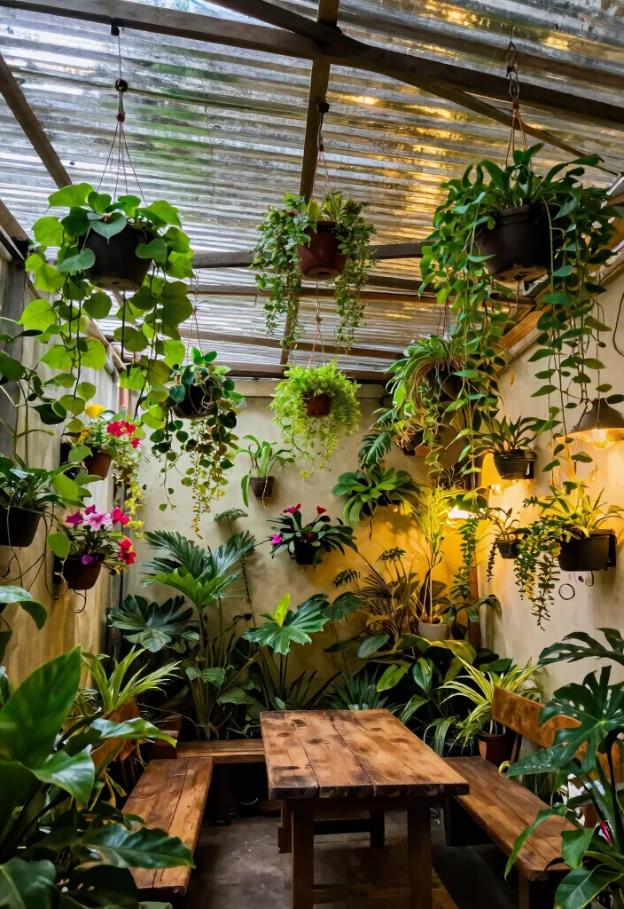 14 Corrugated Tin Ceiling Ideas That Hide Old Plaster Cheap - 1. Indoor Garden Oasis 1