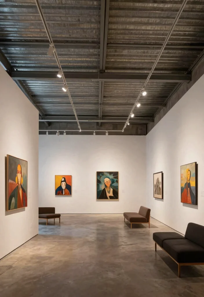 14 Corrugated Tin Ceiling Ideas That Hide Old Plaster Cheap - 12. Stunning Gallery Space 1