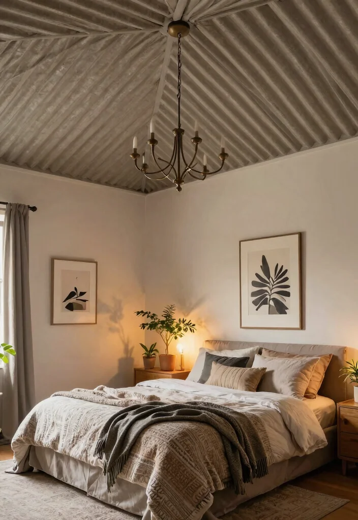 14 Corrugated Tin Ceiling Ideas That Hide Old Plaster Cheap - 9. Chic Bedroom Retreat 1