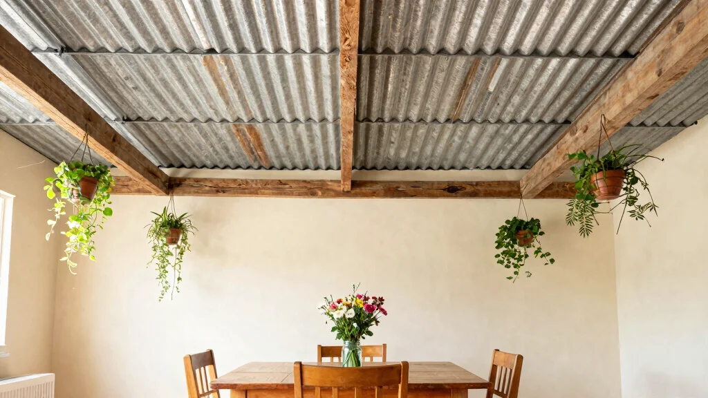14 Corrugated Tin Ceiling Ideas That Hide Old Plaster Cheap