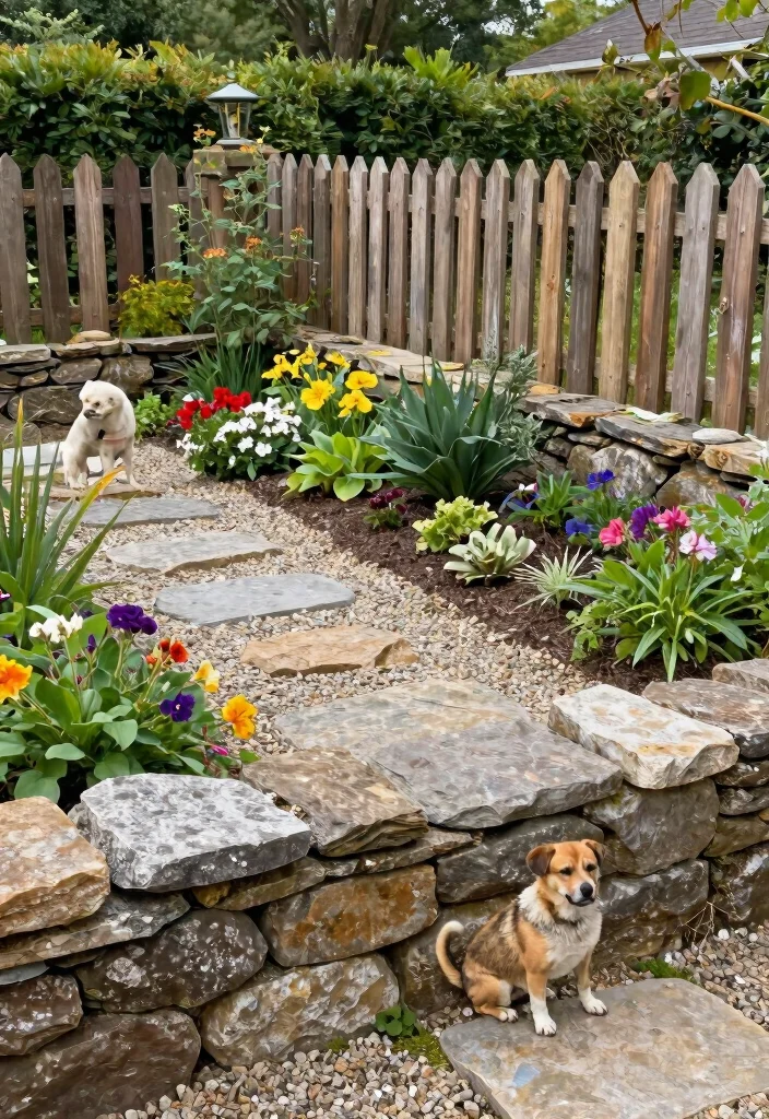 14 Front Garden Fence Ideas That Keep Dogs In Without Blocking Views - 12. Decorative Stone and Gravel Fencing 1