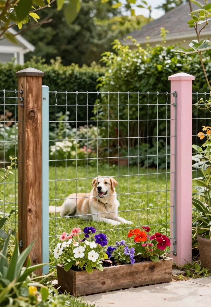 14 Front Garden Fence Ideas That Keep Dogs In Without Blocking Views - 2. Wire Fencing with Decorative Elements 1
