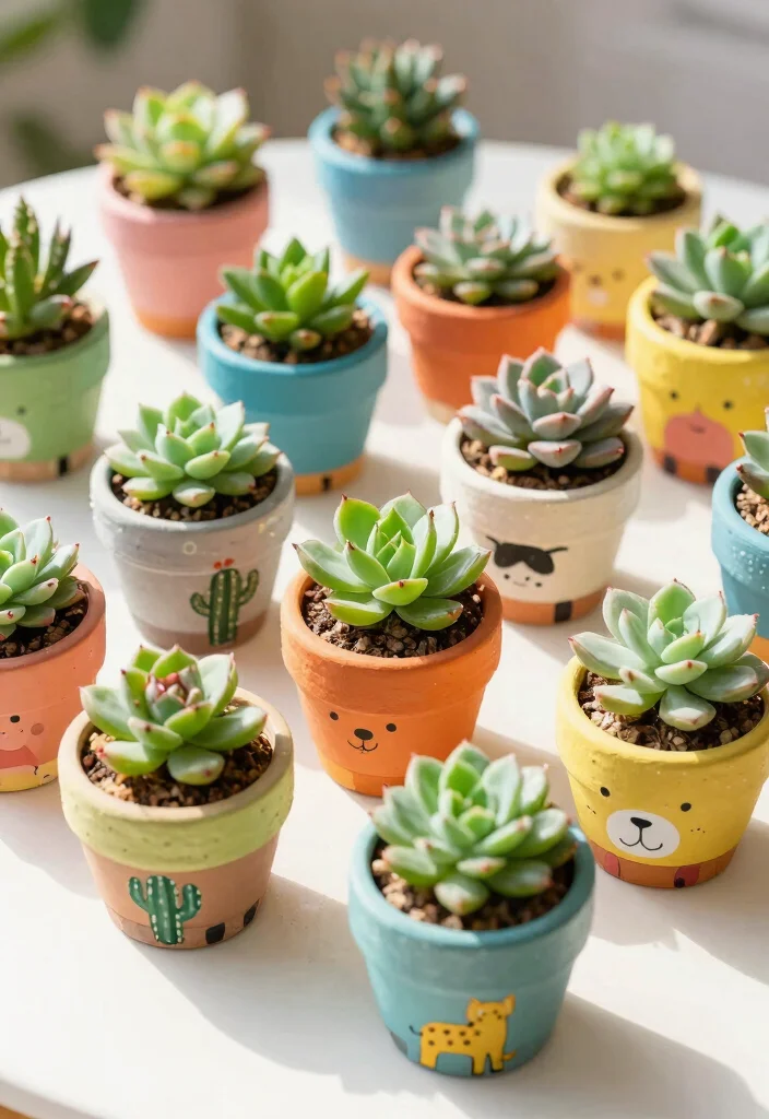 14 Painted Flower Pot Ideas That Actually Last Outdoors - 13. Succulent-Themed Painted Pots 1