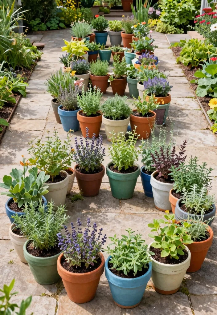 14 Painted Flower Pot Ideas That Actually Last Outdoors - 8. Herb Spiral Painted Pots 1