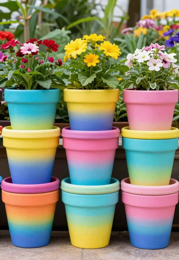 14 Painted Flower Pot Ideas That Actually Last Outdoors - 9. Dip-Dye Flower Pots 1