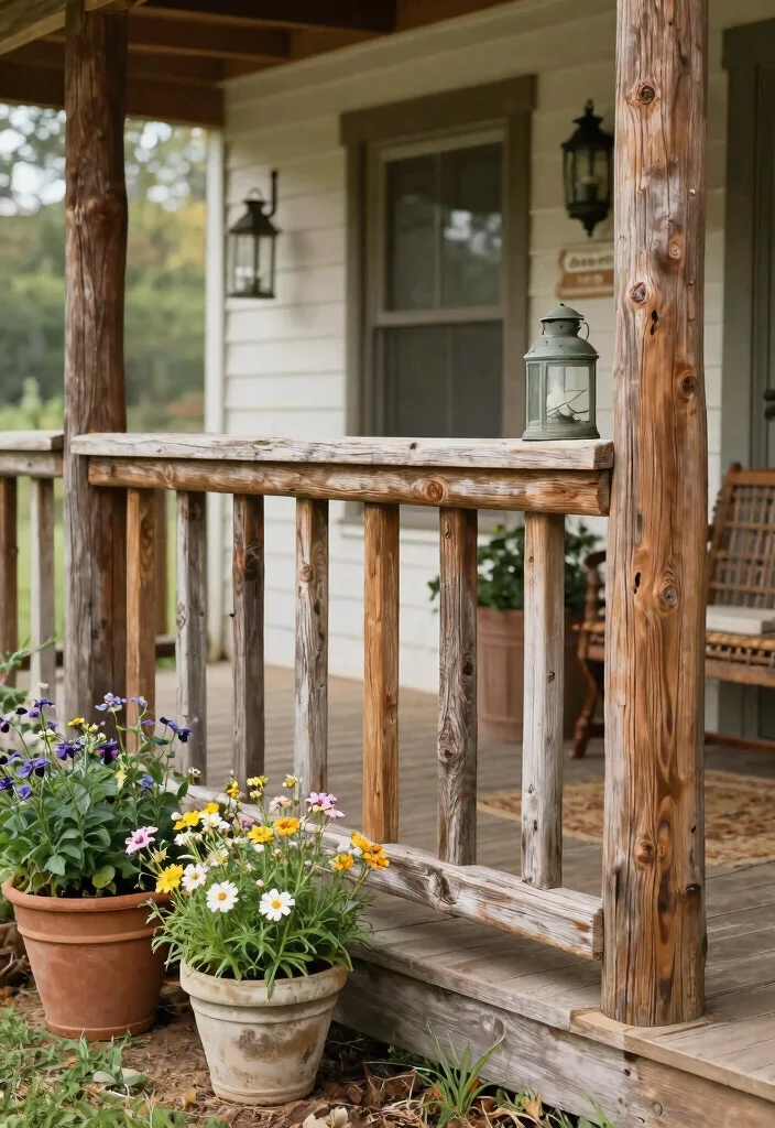 14 Porch Railing Designs That Pass Inspection and Add Curb Appeal - 12. Rustic Farmhouse Railings 1