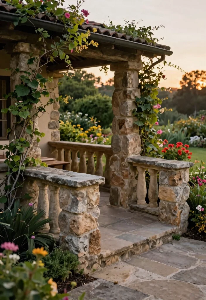 14 Porch Railing Designs That Pass Inspection and Add Curb Appeal - 7. Stone and Brick Railings 1