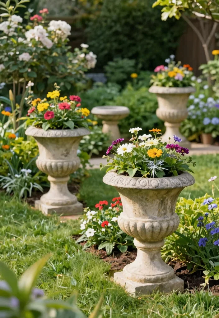 14 Tall Planter Ideas That Stand Upright Without Tipping Over - 12. Stone Planters for Natural Aesthetics 1