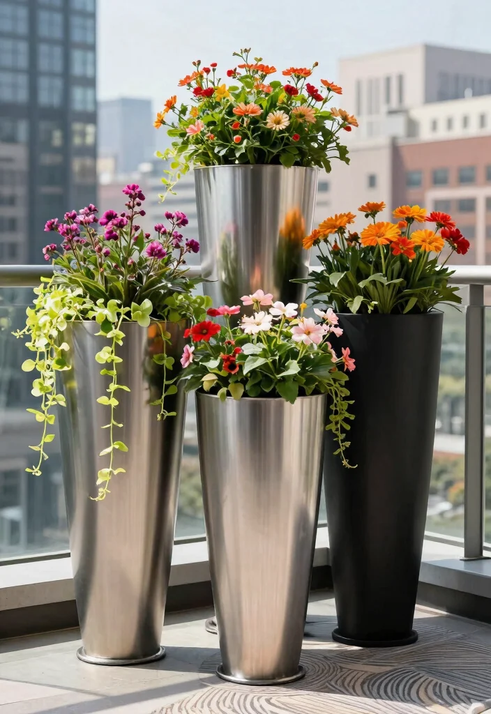 14 Tall Planter Ideas That Stand Upright Without Tipping Over - 2. Modern Metal Planters 1