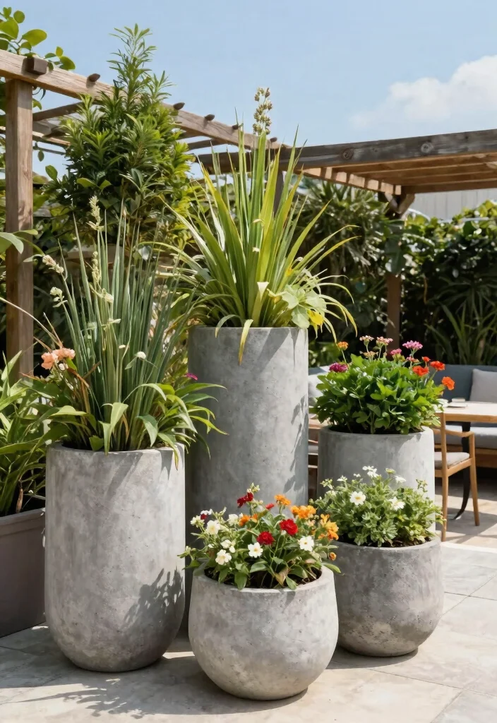 14 Tall Planter Ideas That Stand Upright Without Tipping Over - 4. Sturdy Concrete Planters 1