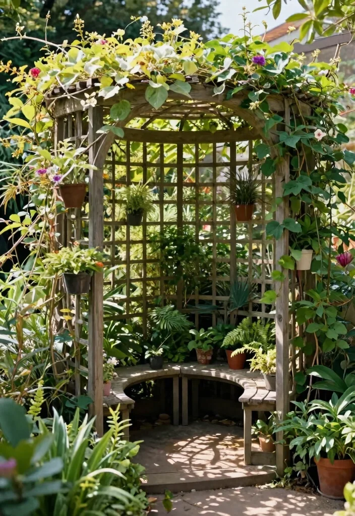 14 Trellis Roof Ideas That Provide Shade Without Full Coverage - 11. Corner Trellis Structure 1