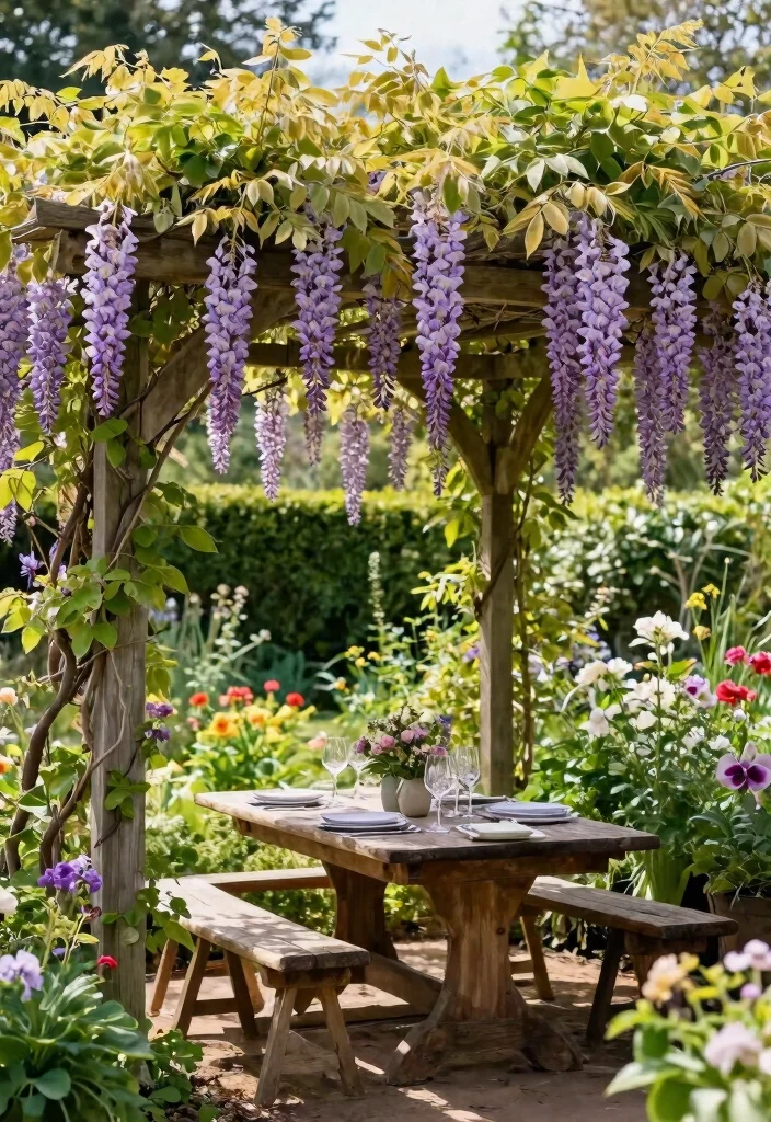 14 Trellis Roof Ideas That Provide Shade Without Full Coverage - 5. Vine-Covered Pergola 1